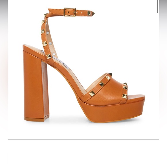 Brand New In the Box - Steve Madden Cognac Leather Tabari Heels Size 9 - Picture 2 of 4